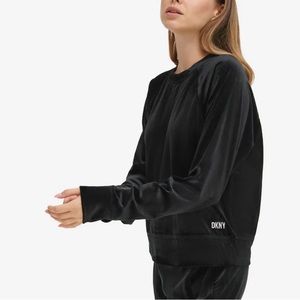 DKNY Sport NWT WOMEN'S PLATINUM VELOUR CREW NECK RAGLAN PULLOVER 💚
